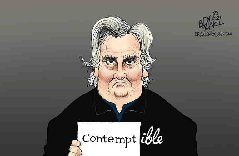 Political/Editorial Cartoon by John Branch, San Antonio Express-News on Steve Bannon Arrested