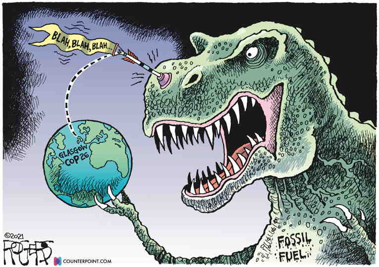 Political/Editorial Cartoon by Rob Rogers on Climate Talks Heat Up