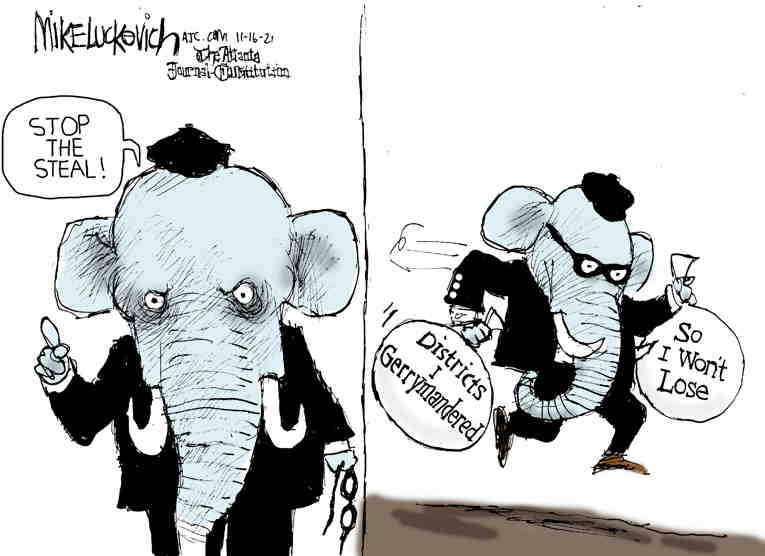 Political/Editorial Cartoon by Mike Luckovich, Atlanta Journal-Constitution on Republicans Outraged