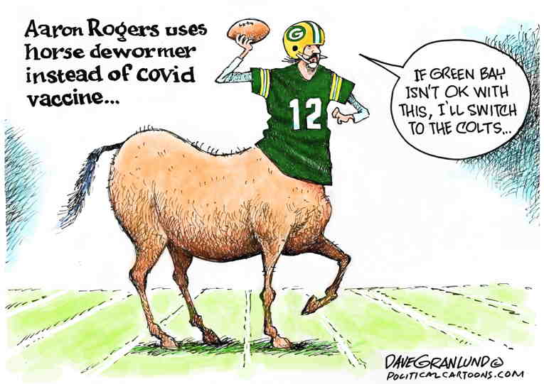 Political/Editorial Cartoon by   on Aaron Rodgers Outraged