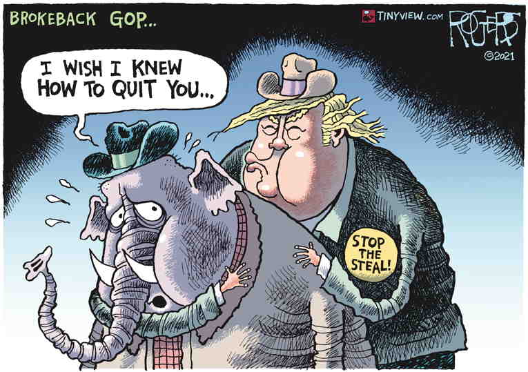 Political/Editorial Cartoon by Rob Rogers on Trump Plots Comeback