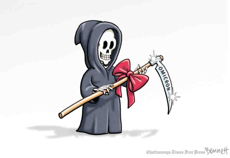 Political/Editorial Cartoon by Clay Bennett, Chattanooga Times Free Press on New Strain Spreading Fast