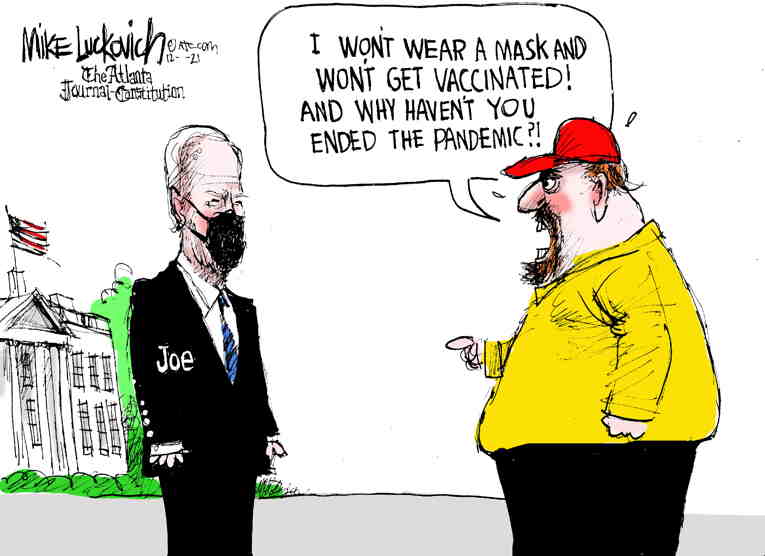 Political/Editorial Cartoon by Mike Luckovich, Atlanta Journal-Constitution on Covid Spikes Again