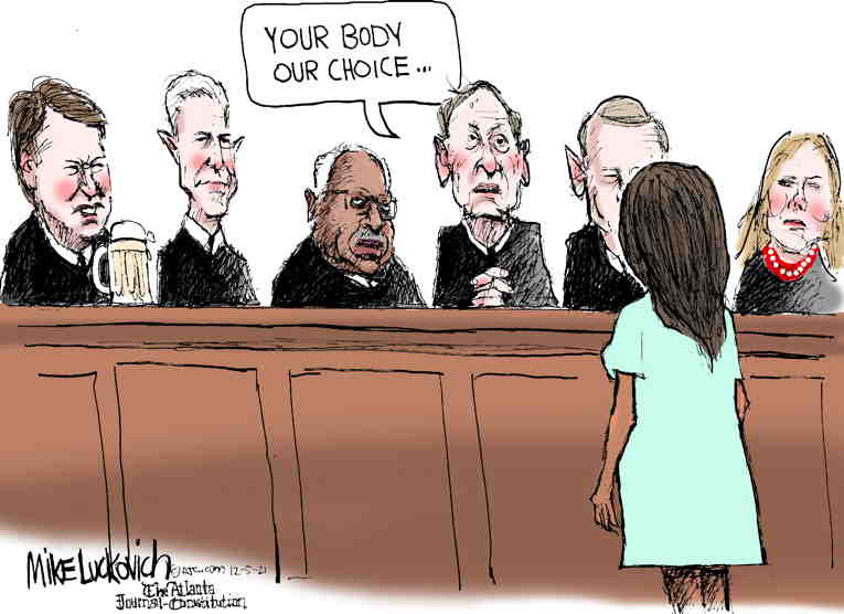 Political/Editorial Cartoon by Mike Luckovich, Atlanta Journal-Constitution on The Abortion Fix Is In