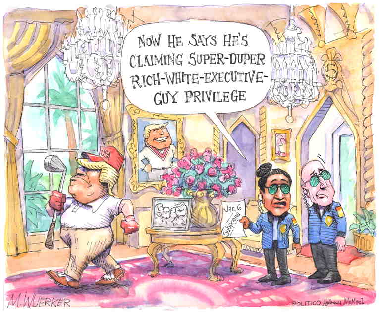 Political/Editorial Cartoon by Matt Wuerker, Politico on Trump Tested Positive