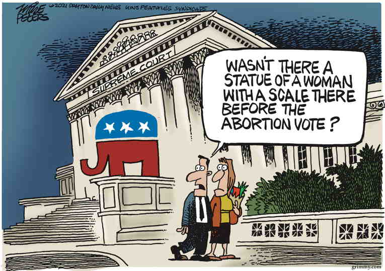 Political/Editorial Cartoon by Mike Peters, Dayton Daily News on Texas Abortion Bounties Upheld