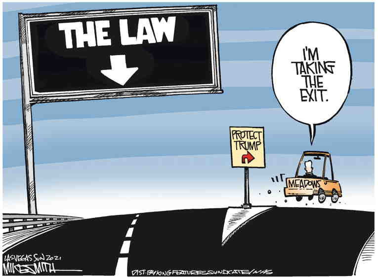 Political/Editorial Cartoon by Mike Smith, Las Vegas Sun on Meadows Cited for Contempt