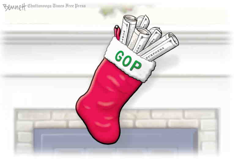 Political/Editorial Cartoon by Clay Bennett, Chattanooga Times Free Press on Christmas Celebrated