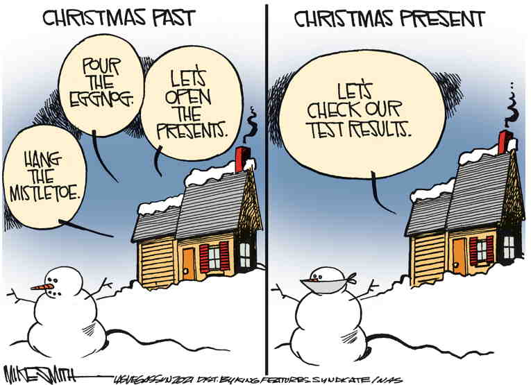 Political/Editorial Cartoon by Mike Smith, Las Vegas Sun on Christmas Celebrated