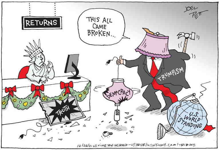 Political/Editorial Cartoon by Joel Pett, Lexington Herald-Leader, CWS/CartoonArts Intl. on Christmas Celebrated