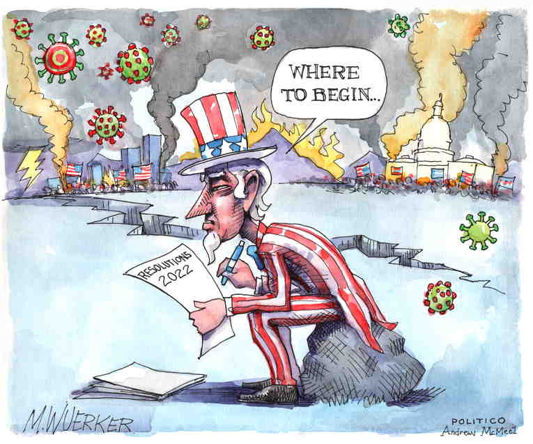 Political/Editorial Cartoon by Matt Wuerker, Politico on 2022 Arrives