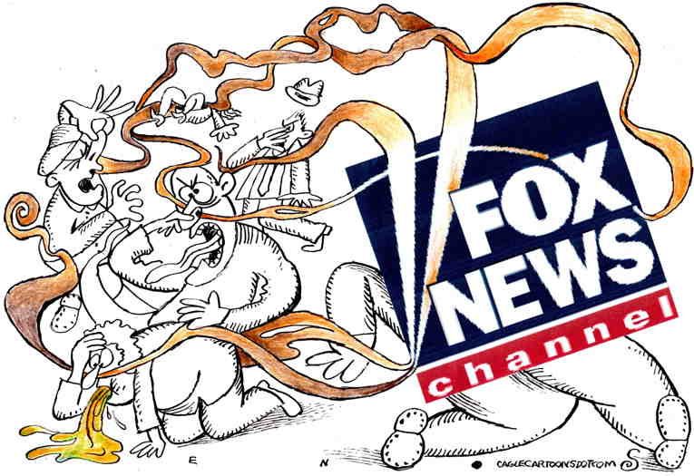 Political/Editorial Cartoon by Randall Enos, Cagle Cartoons on Fox Network Goes Full Monty