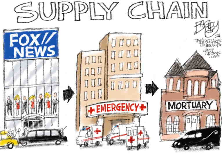 Political/Editorial Cartoon by Pat Bagley, Salt Lake Tribune on Fox Network Goes Full Monty