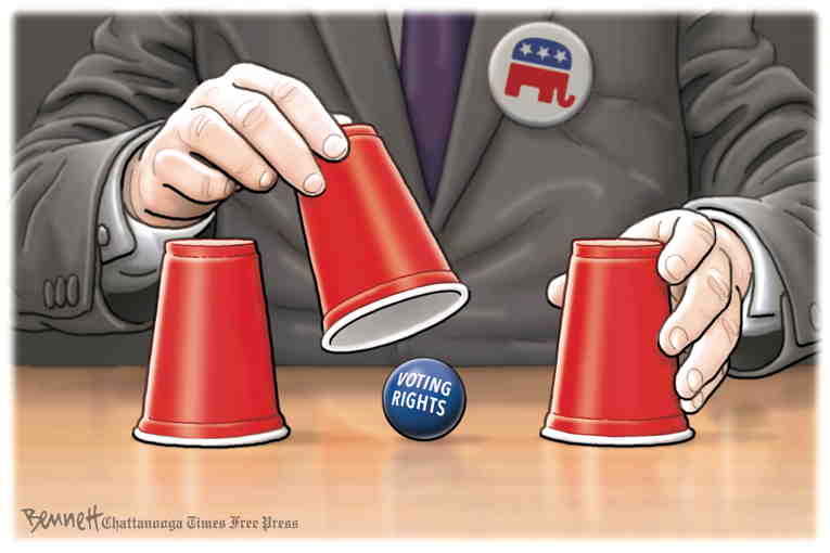 Political/Editorial Cartoon by Clay Bennett, Chattanooga Times Free Press on GOP Acts to Limit Voting