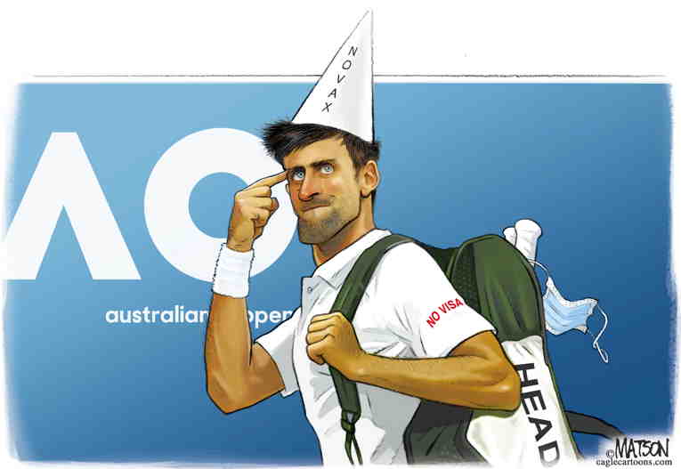 Political/Editorial Cartoon by RJ Matson, Cagle Cartoons on Tennis Champion Expelled