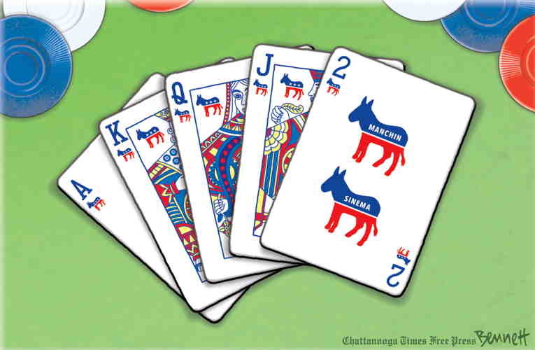 Political/Editorial Cartoon by Clay Bennett, Chattanooga Times Free Press on Democrats Fold