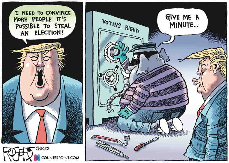 Political/Editorial Cartoon by Rob Rogers on Trump Performance Reviewed