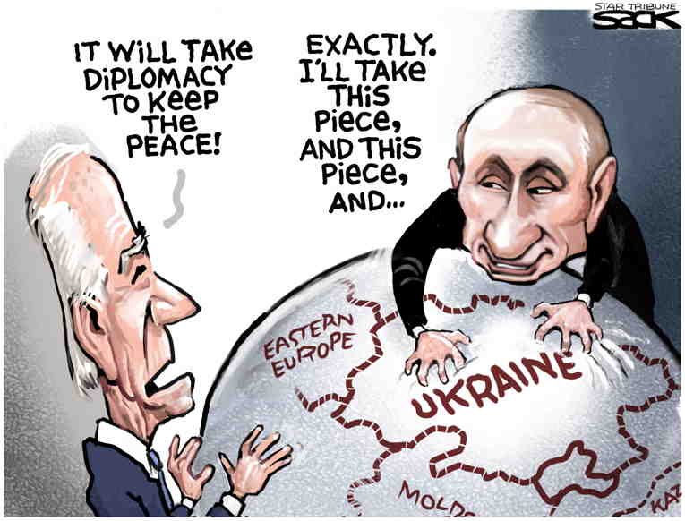 Political/Editorial Cartoon by Steve Sack, Minneapolis Star Tribune on Ukraine Crisis Continues