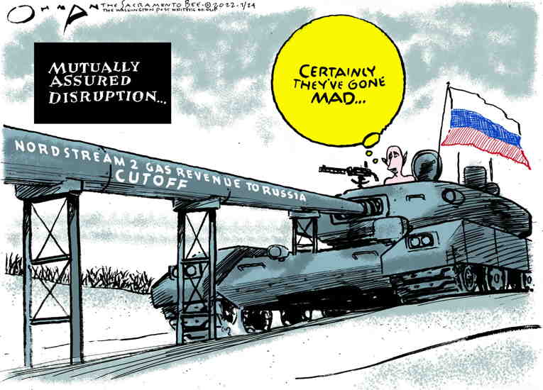 Political/Editorial Cartoon by Jack Ohman, The Oregonian on Ukraine Crisis Continues
