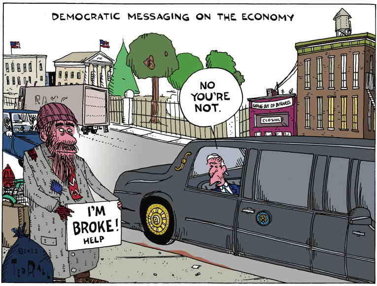 Political/Editorial Cartoon by Ted Rall on Biden Delivers Message