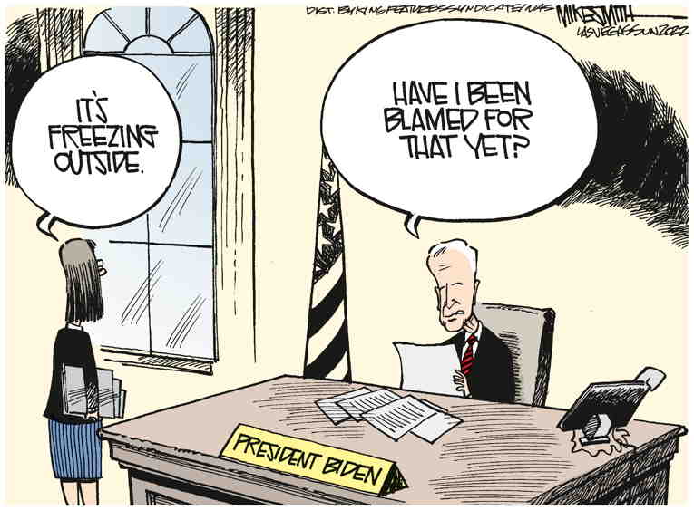 Political/Editorial Cartoon by Mike Smith, Las Vegas Sun on Biden Delivers Message