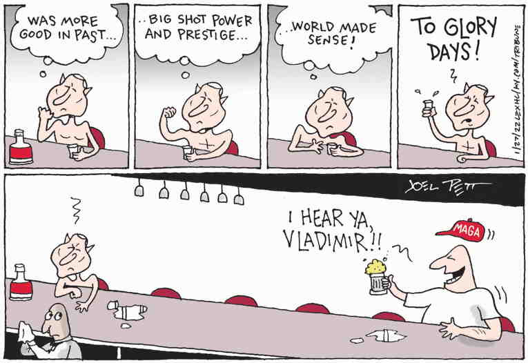 Political/Editorial Cartoon by Joel Pett, Lexington Herald-Leader, CWS/CartoonArts Intl. on No Ukraine Invasion Yet