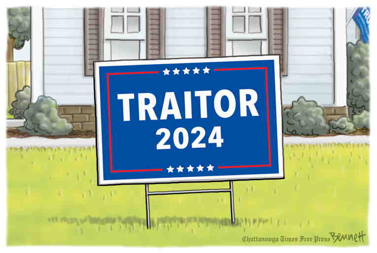 Political/Editorial Cartoon by Clay Bennett, Chattanooga Times Free Press on Trump Eyes 2024