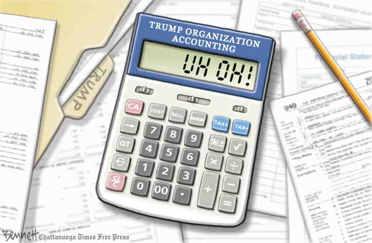 Political/Editorial Cartoon by Clay Bennett, Chattanooga Times Free Press on Trump Accountants Quit