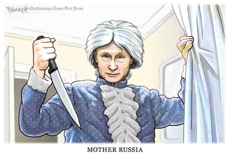 Political/Editorial Cartoon by Clay Bennett, Chattanooga Times Free Press on Russia Invades Ukraine