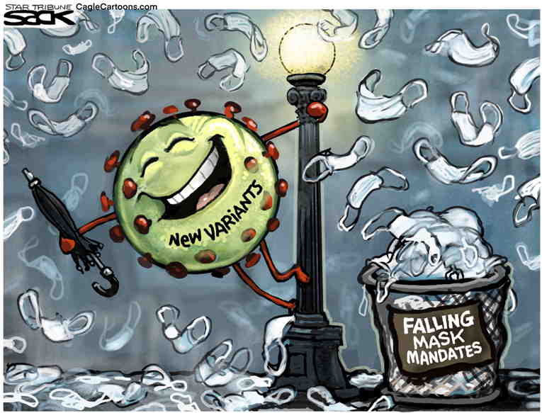 Political/Editorial Cartoon by Steve Sack, Minneapolis Star Tribune on Omicron Subsides