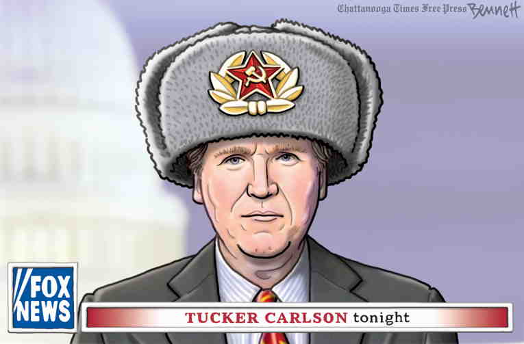 Political/Editorial Cartoon by Clay Bennett, Chattanooga Times Free Press on Trump, Fox Applaud Putin