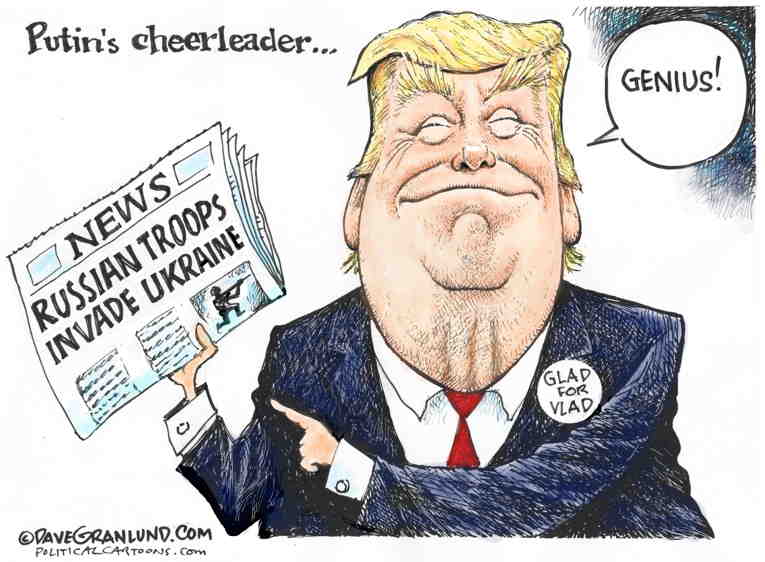 Political/Editorial Cartoon by Dave Granlund on Trump, Fox Applaud Putin