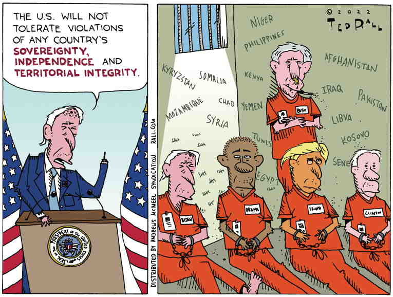 Political/Editorial Cartoon by Ted Rall on U.S. Condemns Invasion