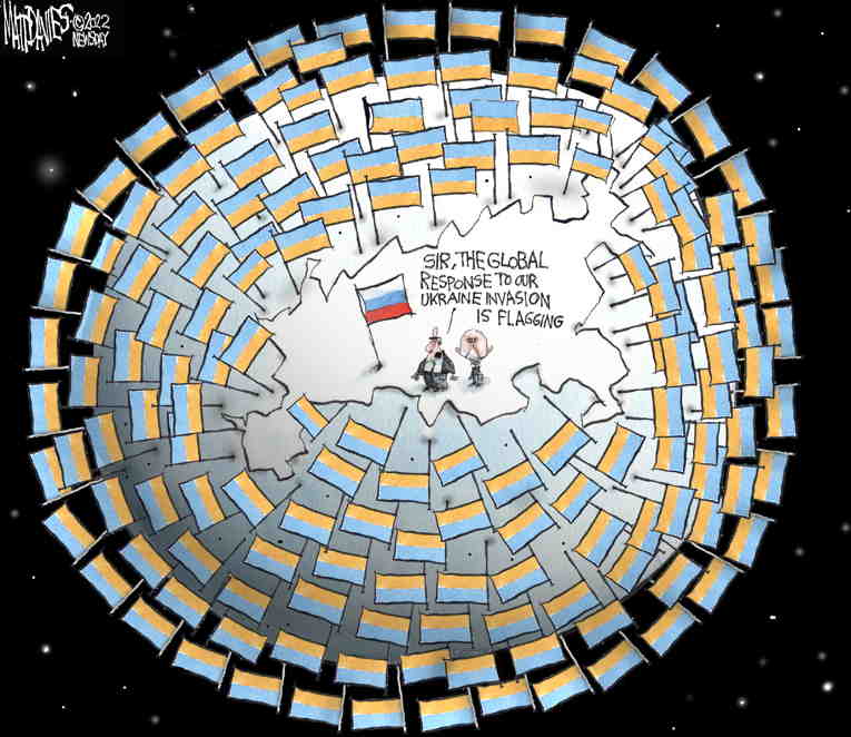 Political/Editorial Cartoon by Matt Davies, Journal News on Russia Bombards Ukraine