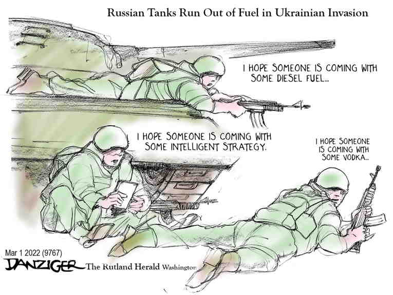 Political/Editorial Cartoon by Jeff Danziger on Russia Bombards Ukraine