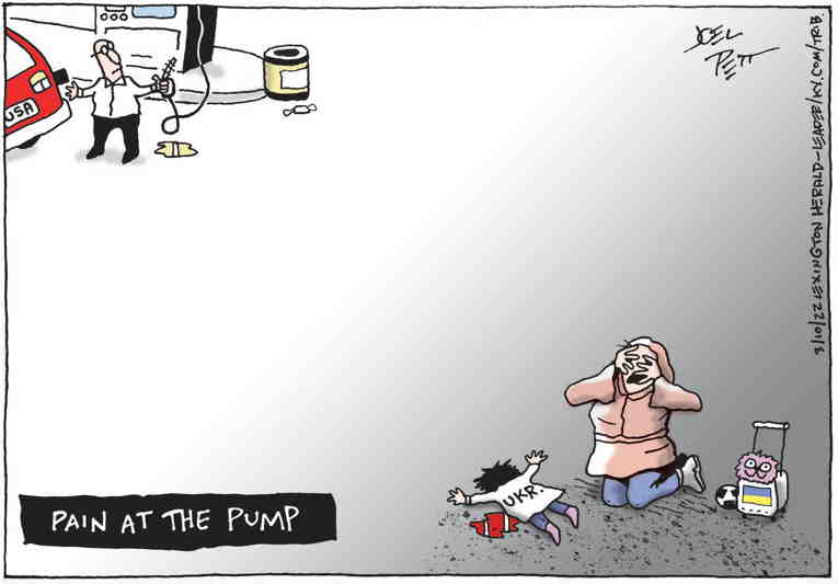 Political/Editorial Cartoon by Joel Pett, Lexington Herald-Leader, CWS/CartoonArts Intl. on U.S. Divided on War Response