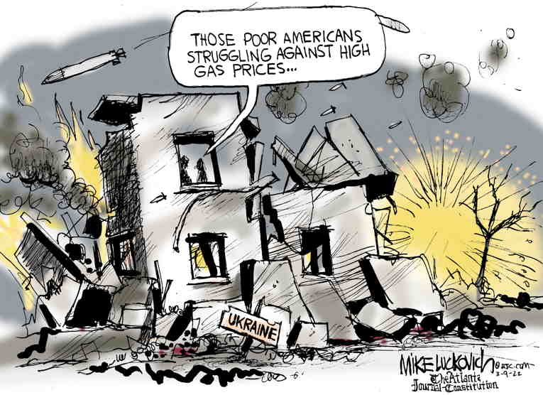 Political/Editorial Cartoon by Mike Luckovich, Atlanta Journal-Constitution on U.S. Divided on War Response