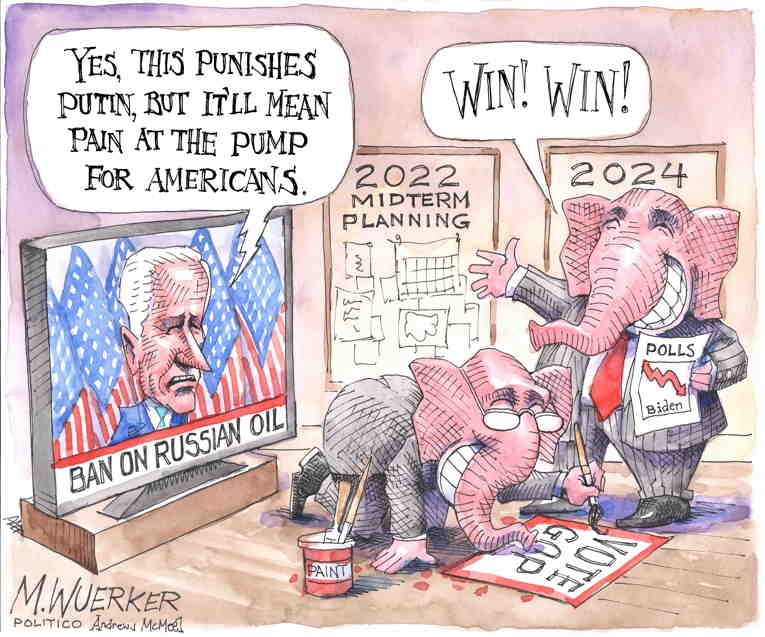 Political/Editorial Cartoon by Matt Wuerker, Politico on U.S. Divided on War Response