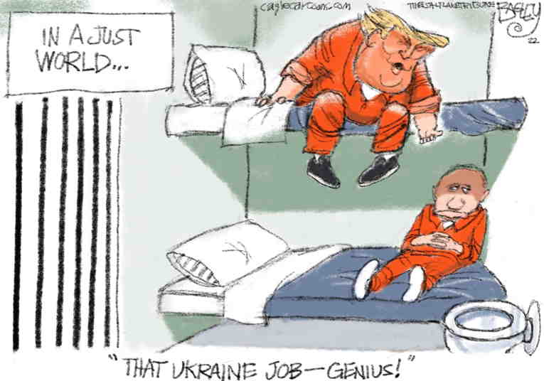 Political/Editorial Cartoon by Pat Bagley, Salt Lake Tribune on Putin: It’s Going as Planned