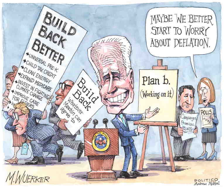 Political/Editorial Cartoon by Matt Wuerker, Politico on Biden Optimistic