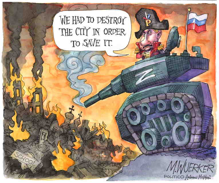 Political/Editorial Cartoon by Matt Wuerker, Politico on Putin Promises Liberation