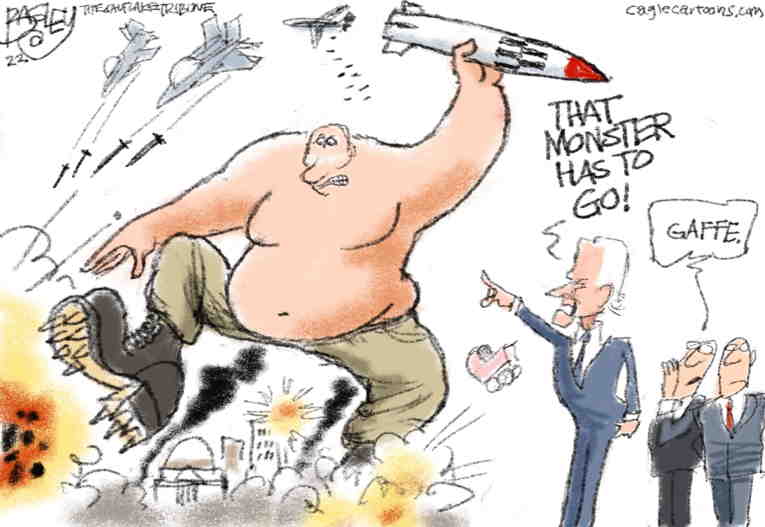 Political/Editorial Cartoon by Pat Bagley, Salt Lake Tribune on Biden Goes Off Script