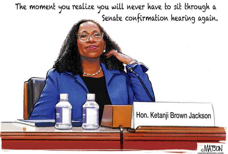 Political/Editorial Cartoon by RJ Matson, Cagle Cartoons on Jackson Shines in Hearings