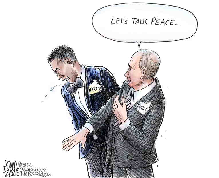 Political/Editorial Cartoon by Adam Zyglis, The Buffalo News on Putin Promises De-escalation