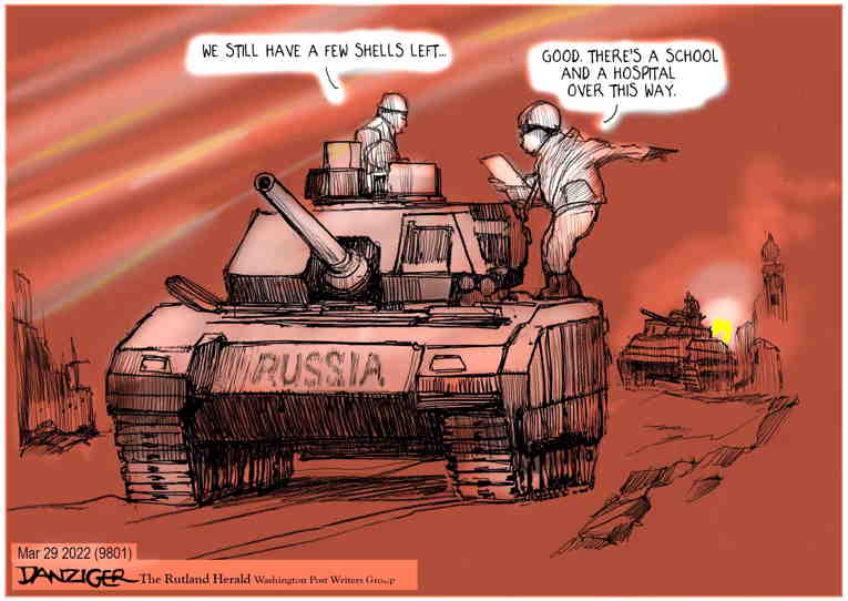 Political/Editorial Cartoon by Jeff Danziger on Russian Offensive Stalls