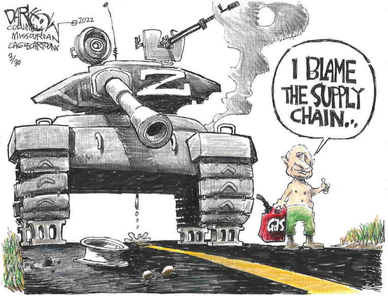 Political/Editorial Cartoon by John Darkow, Columbia Daily Tribune, Missouri on Russian Offensive Stalls