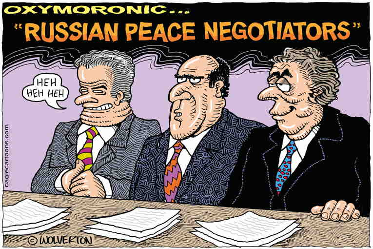 Political/Editorial Cartoon by Monte Wolverton, Cagle Cartoons on Putin Calls War “Noble”