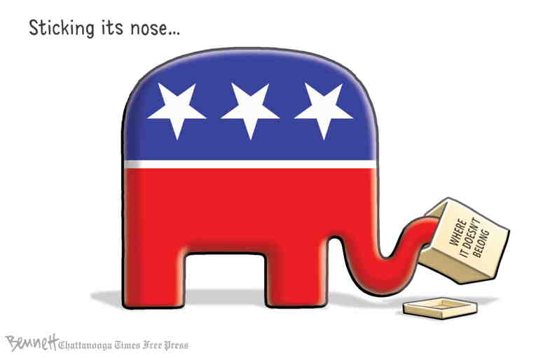 Political/Editorial Cartoon by Clay Bennett, Chattanooga Times Free Press on GOP Stands for Something