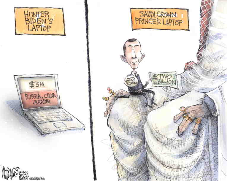 Political/Editorial Cartoon by Matt Davies, Journal News on Hunter Biden Under Scrutiny