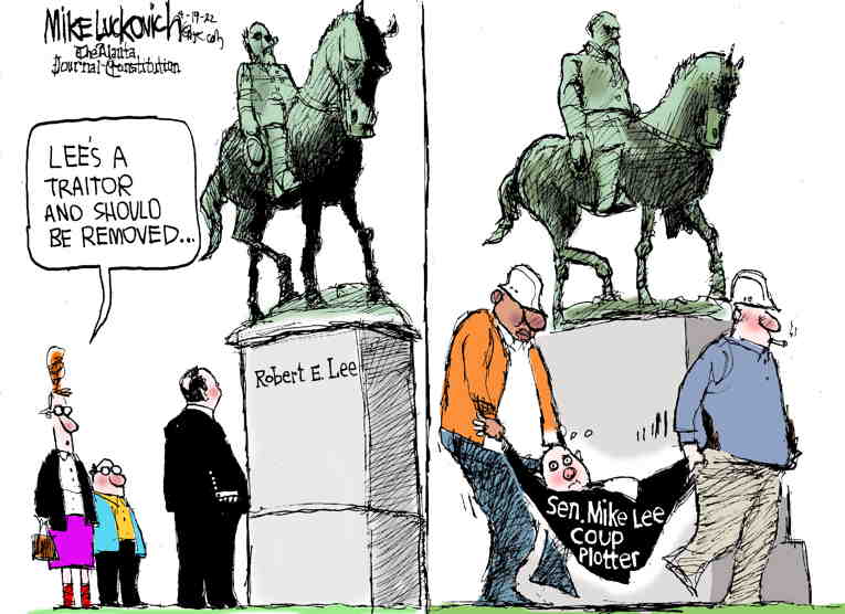 Political/Editorial Cartoon by Mike Luckovich, Atlanta Journal-Constitution on Civil War Reexamined